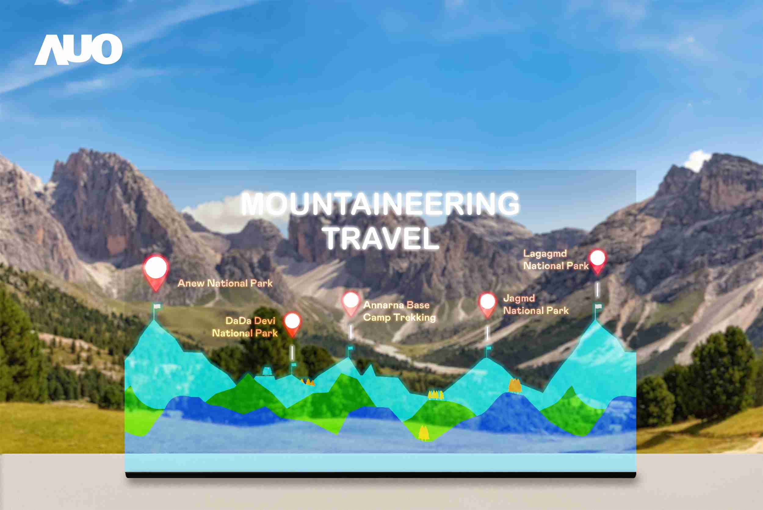 人生就是博展示全球单片尺寸最大(*)42吋透明Micro LED显示器拼接而成的〝64吋透明Micro LED显示器〞，，具备高透明度、、1,000 nits高亮度、、、广色域、、采用三边无边框的无缝拼接等多重特色，，，，呈现超高清、、细腻画质而不遮挡后方视觉，，，满足层峰需求，，可广泛运用于零售、、艺术展览或商业空间等场域